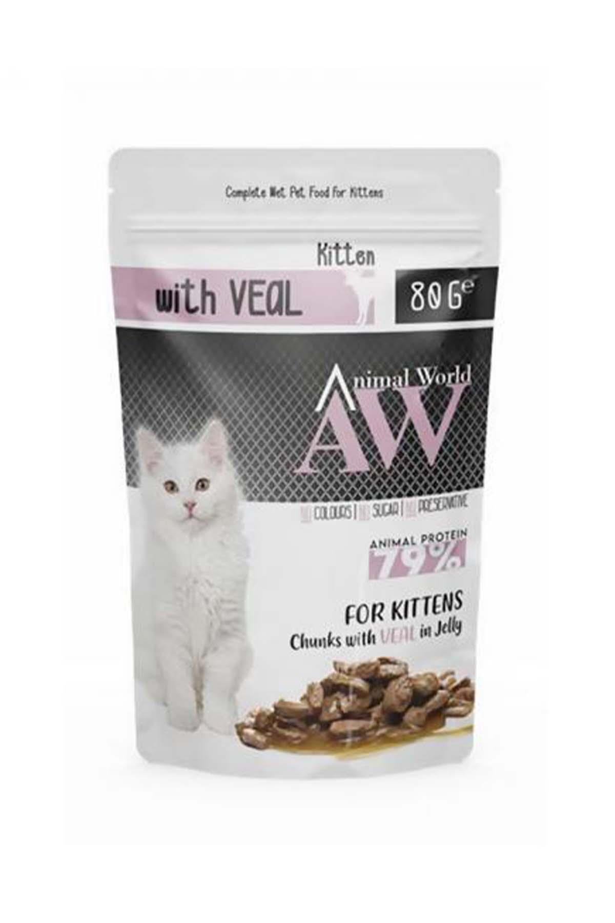 Animal%20World%20A.W.%20Sterilised%20Cat%20Jöle%20Parça%20Sığır%20Etli%20Pouch%2080%20Gr