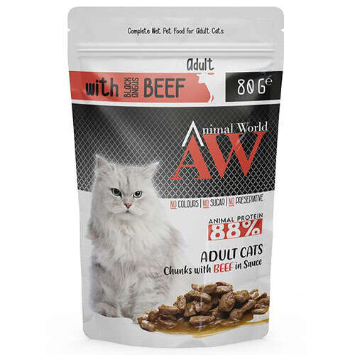 Animal%20World%20With%20Beef%20Biftek%20Etli%20Kedi%20Yaş%20Maması%2080%20Gr