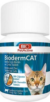 Bio%20PetActive%20Bioderm%20Tüy%20Dökülme%20Önleyici%20Biotin%20ve%20Çinko%20Kedi%20Takviyesi%20100%20Tablet%2030%20Gr