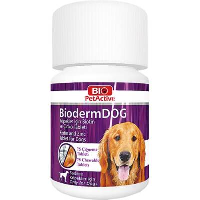 Bio%20PetActive%20Bioderm%20Tüy%20Dökülme%20Önleyici%20Biotin%20ve%20Çinko%20Köpek%20Takviyesi%2075%20Tablet%2037,5%20Gr