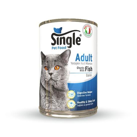 Single Balıklı Konserve Kedi Maması 415gr 