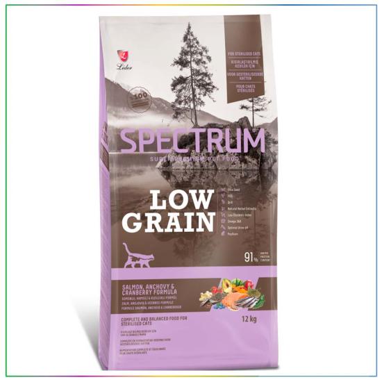 Spectrum Low Grain Somonlu ve Hamsili Kısırlaştırılmış Yetişkin Kedi Maması 12 Kg