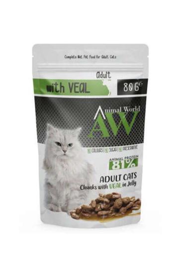 Animal World A.W. Hassas Sindirim Adult Cat Jöle Parça Dana Etli Pouch 80 Gr