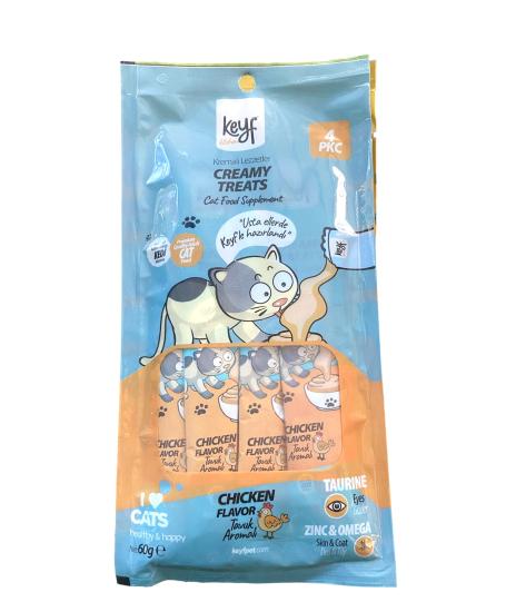 	 Keyf Creamy Treats Tavuk Aromalı 4X15 gr