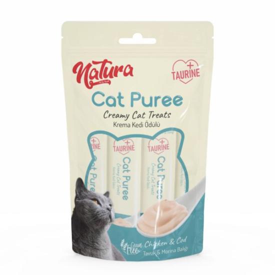 Natura Cat Puree Tavuk & Morina 5x12gr sıvı krema ödül